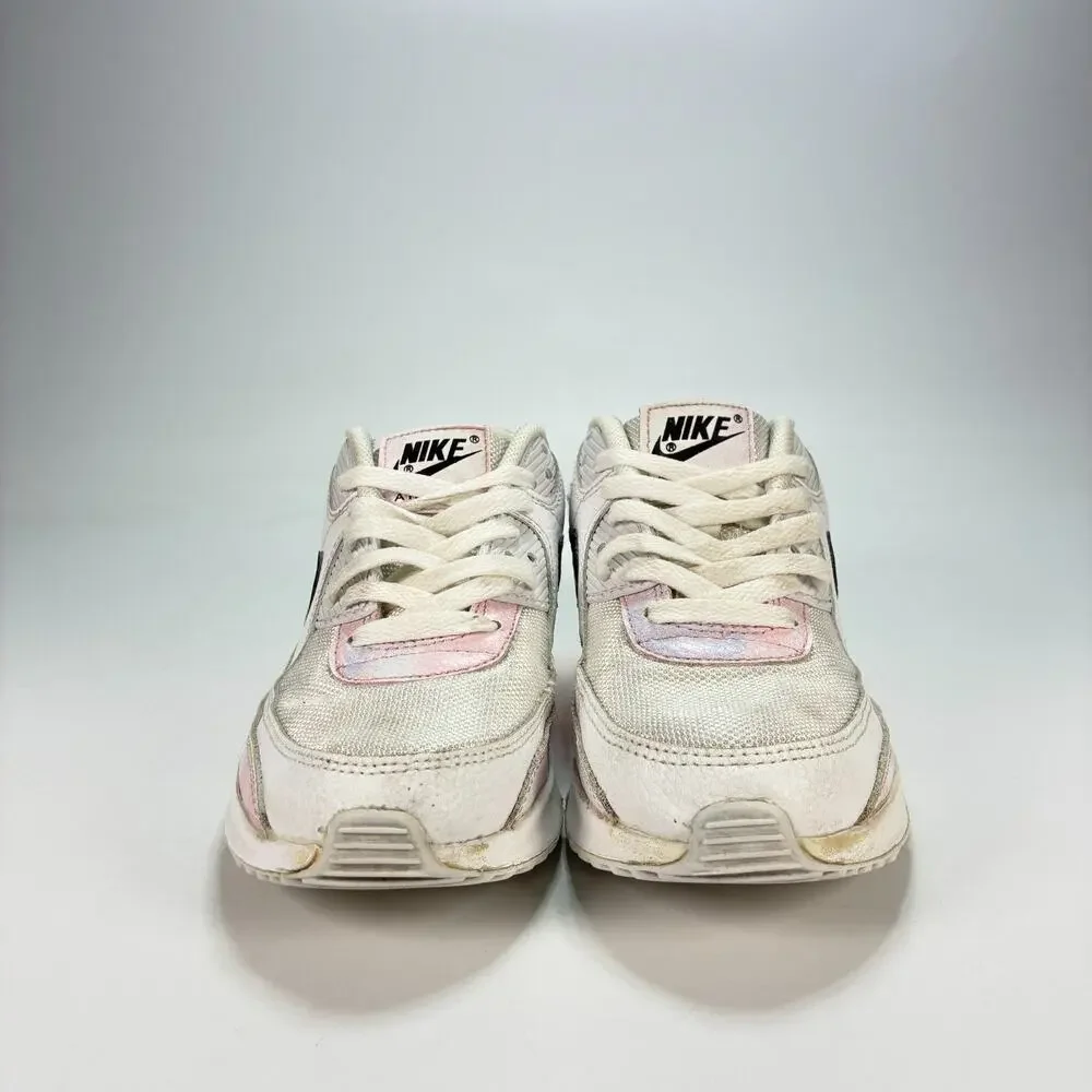 Nike Air Max 90 White Pink Tie Dye Casual Sneakers Shoes DM3110-100 Youth Sz 5Y